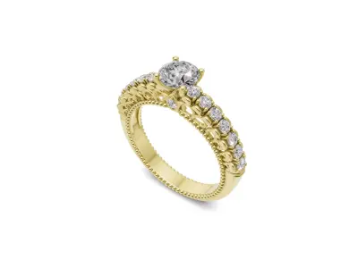 Solitaire Diamond Vintage Style Engagement Ring 3D print model