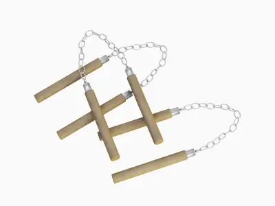 Leather Nunchaku 02 3D model