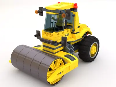 Lego Road Roller and worker  3D model