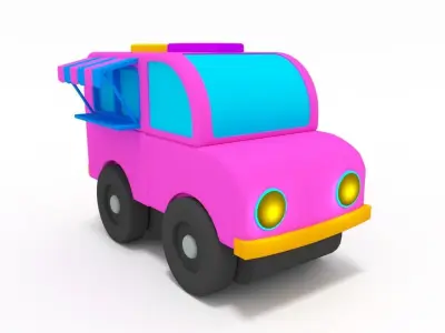 Cartoon trucks pack Low-poly 3D model