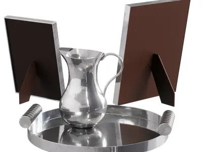 Tray and Photo frames Decorative set 3D model