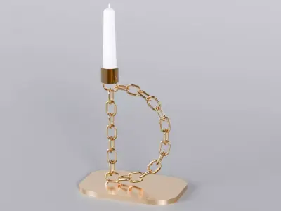 Alphabet D Chain Bronze Candleholder 3D Model True 4K PBR Render Low-poly 3D model