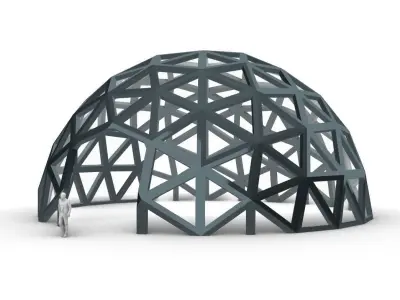 Geodesic Dome V2 Large with Frame and Panels and Entryway 3D model