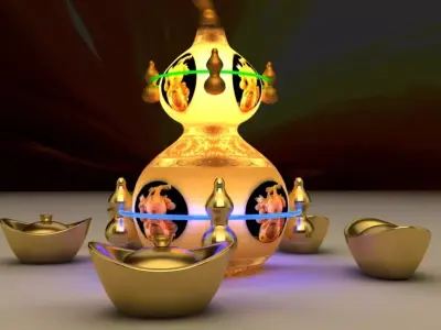 Chinese  gold ingot 3D model