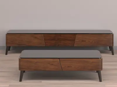 Living Room Table Set 3D model