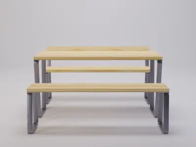 Campus levis table and bench Low-poly 3D model
