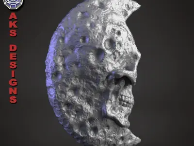 Moon skull v1 Bas relief for wall decoration 3D print model