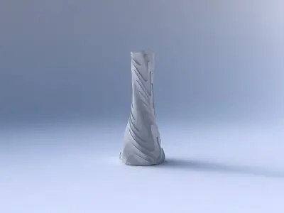 Vase twisted squeezed hexagon with horizontal wavy layers 3D print model
