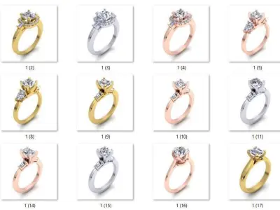 108 Solitaire Woman Ring 3d Model Print  3D print model