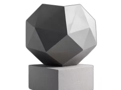 Faceted Concrete Geometric Decorative Object Low-poly 3D model