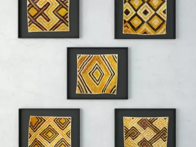 Kuba Shoowa Grass Textile Framed 3D model