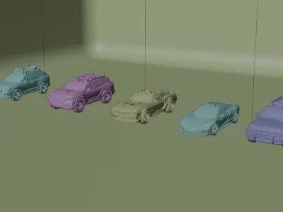 Cyberpunk Vehicle Kit bash Pack  5 Stylized Cars for Environment Low-poly 3D model