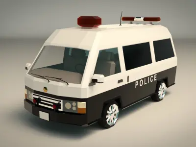 Low Poly Police Van 06 Low-poly 3D model