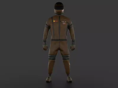 racer man in suit Low-poly 3D model