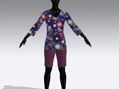 Female Cloth Dress Low-poly 3D model 6