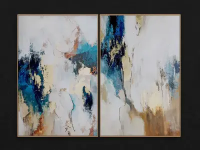Frames Lowpoly 2 two abstract paintings 3D model