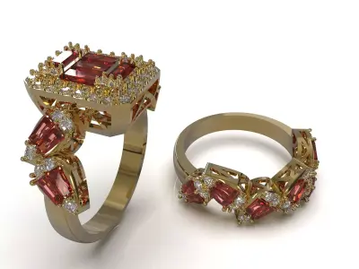 3D File of Luxurious Ring and Ring Back Set wr0133 3D print model