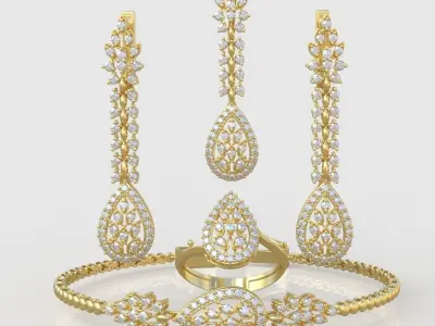 Ring Bracelet Earring and Pendant Set 3D printable model 0039 3D Model Pack