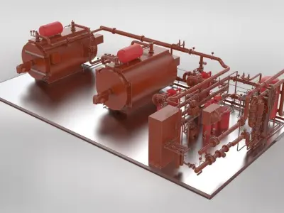 Industrial boiler room 3D model