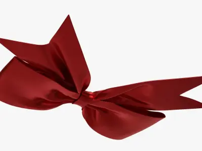 Small ribbon decoration red metallic 3D model
