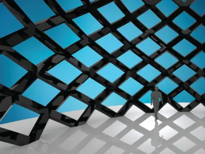 Dome pointed hexagonal grid structure large Low-poly 3D model