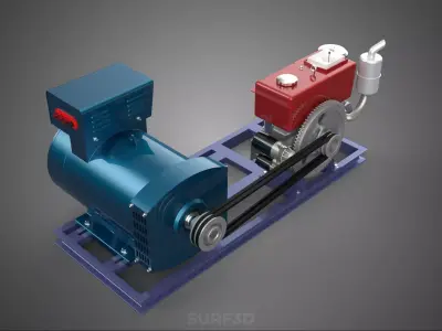 ENGINE DIESEL POWER GENERATOR SET GENSET ALTERNATOR DYNAMO MOTOR 3D model