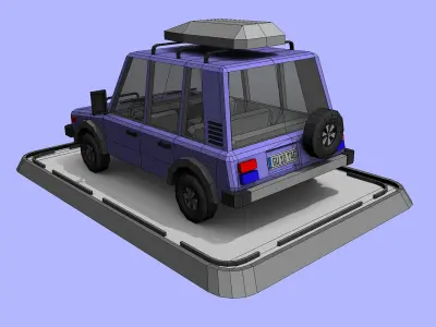 Cartoon Low Poly Jeep Crossover Car Low-poly 3D model
