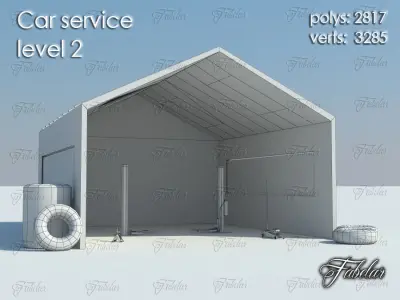 Car service level Low-poly 3D model