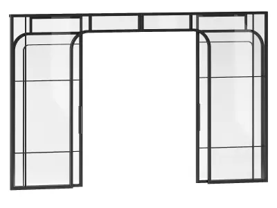 Sliding partition made of metal and glass 3D model