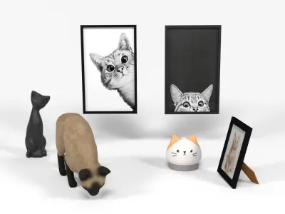 Cats pack Low-poly 3D model