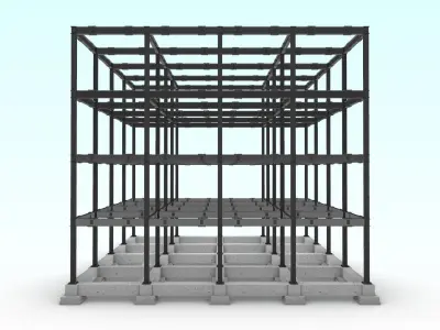 Steel-frame building 2 3D model