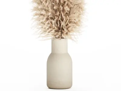 Bouquet Dried Flowers Branches Cortaderia Pampas vase 554 3D model