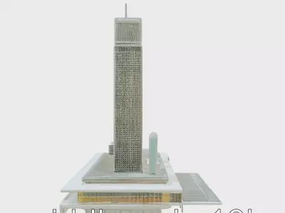 Futuristic Skyscraper Urban Architecture Low-poly 3D model