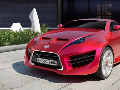 Concept CAR Model With Rigg Low-poly 3D model