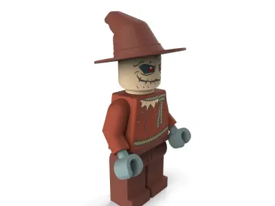 The Scarecrow lego figure wearing hat 3D model