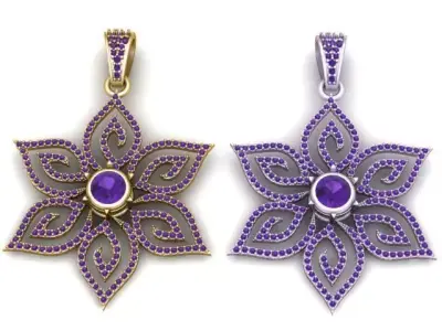 Floral Diamond Star Pendant  3D Printable Jewelry Model  3D print model