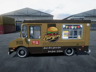 Food truck unity asset Low-poly 3D model