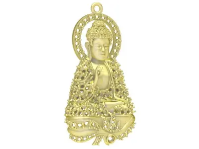 Luxury Buddhist Deity Pendant with Halo Design 3342 3D print model