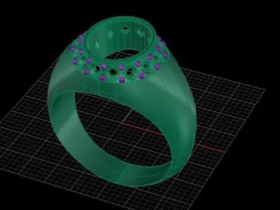 Ring Blue gem  3D print model