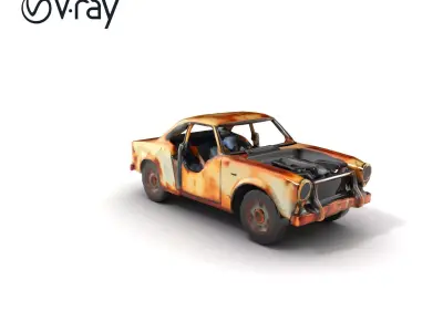 Rusted Vintage Car Body Damage Model Pack Low-poly 3D model
