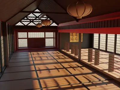 Dojo Hall Low-poly 3D model