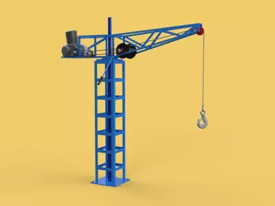 TOWER CRANE WINCH SWIVEL LIFTING SLEWING ENGINE HOIST JIB HOOK 3D model