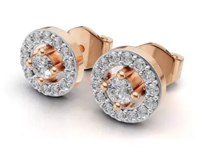 AV 731 Diamond Ladies Halo Stud Earrings 3D print model
