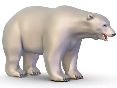 High Poly Model White Polar Bear Low-poly 3D model