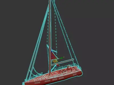 Modern Cruising Sailing Yacht Monohull Sloop Rig 3D model