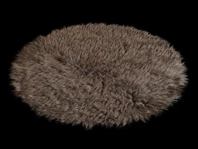 Round rug Flokati 01 3D model