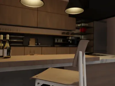 Kitchen model modern with windows 3D model