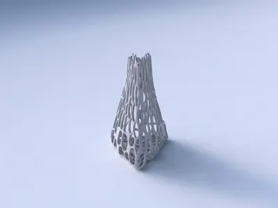 Vase grounded triangle with cracked organic lattice 05 3D print model