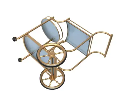 Golden Serving Trolley 3D model
