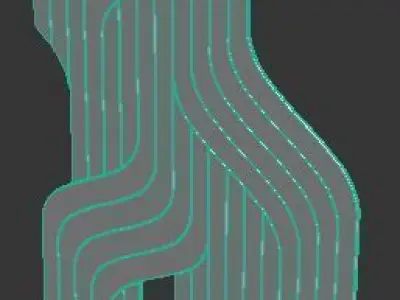 3d panel wallpaper with wavy lines Low-poly 3D model